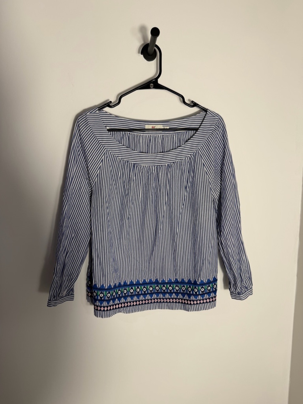 Vineyard Vines Blue & White Striped Tunic with Embroidered Hem
